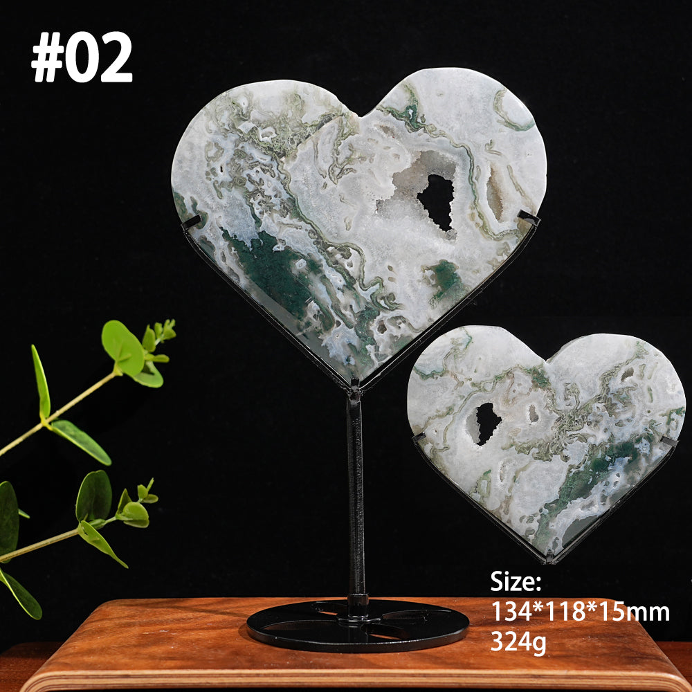 Imperfect,Unique Natural Crystal Moss Agate Heart