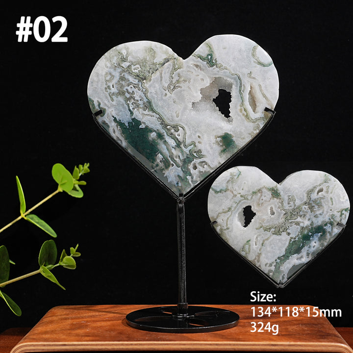 Imperfect,Unique Natural Crystal Moss Agate Heart