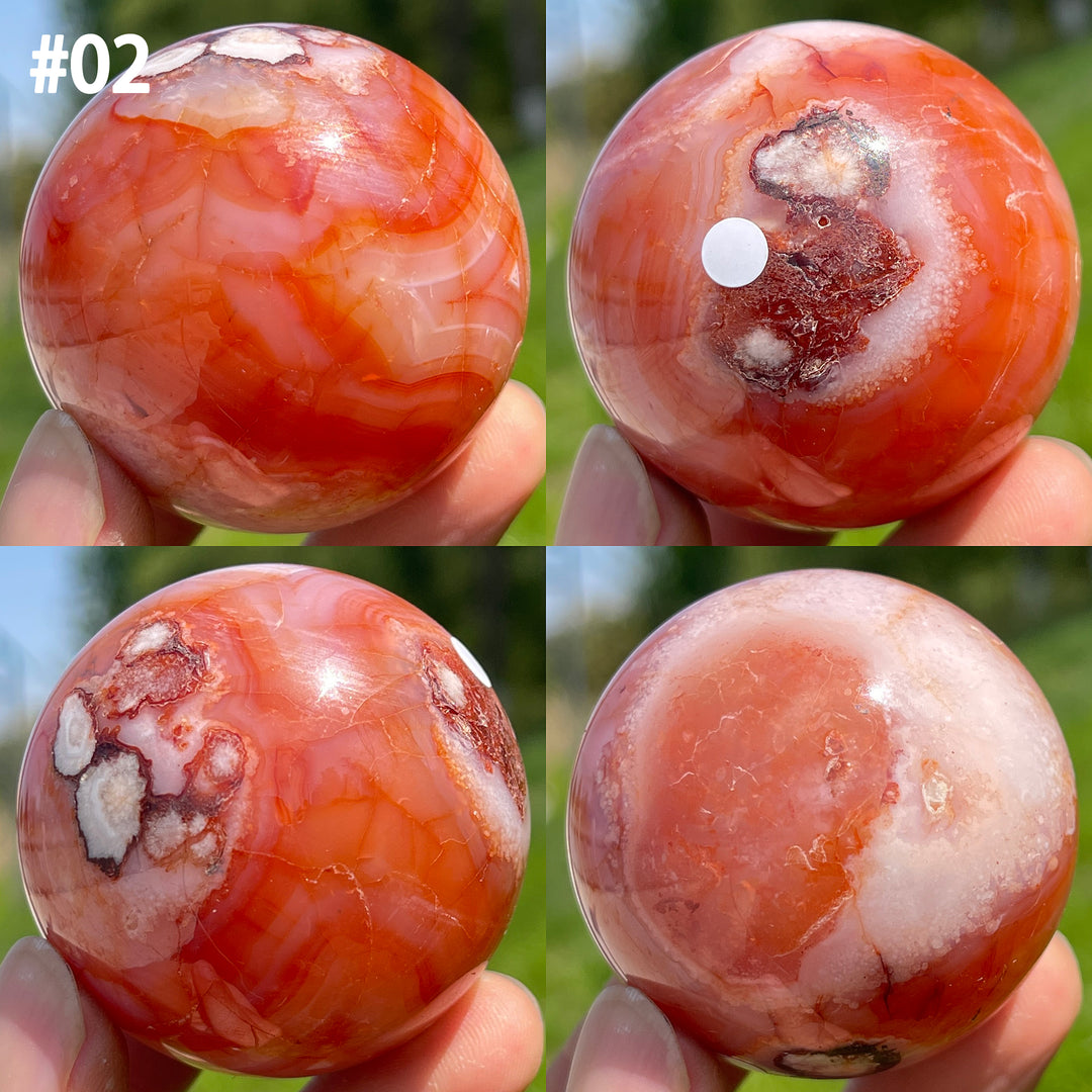 Unique,A Slightly Imperfect Natural Crystal Pink Flower Agate Sphere