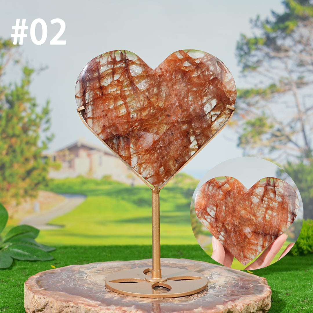 Unique, Natural Fire Quartz Heart