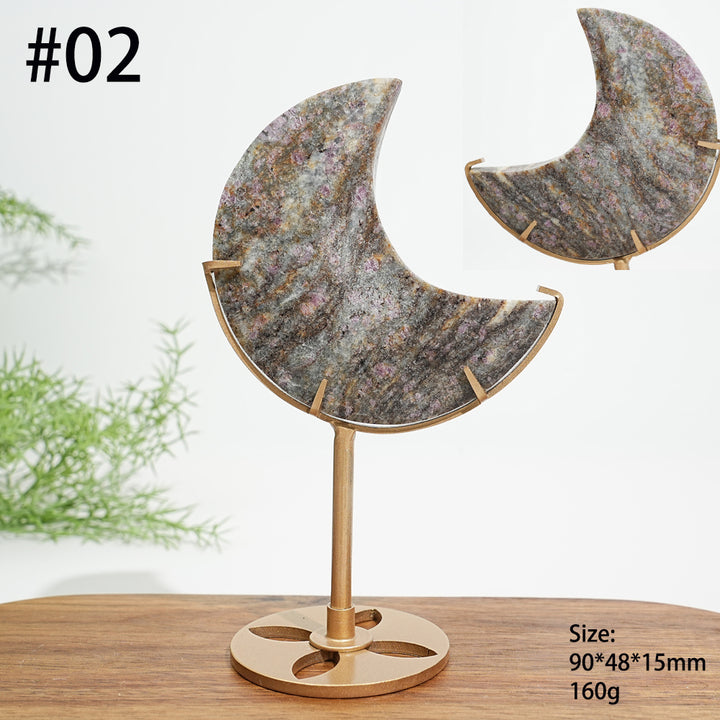 Unique,Natural Crystal Garnet Moon Carving