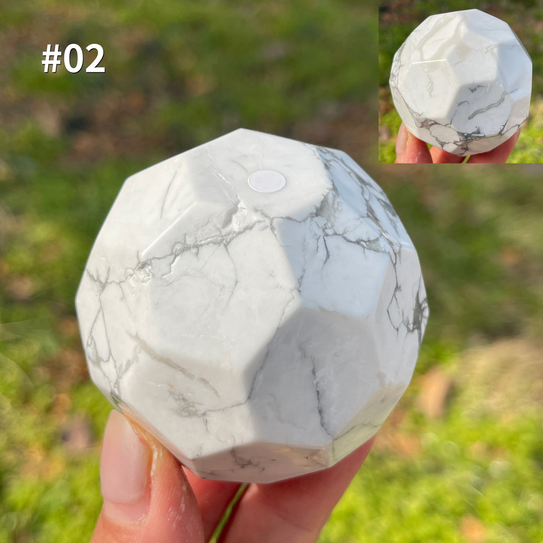 Unique,Imperfect Natural Crystal Howlite Faceted Sphere