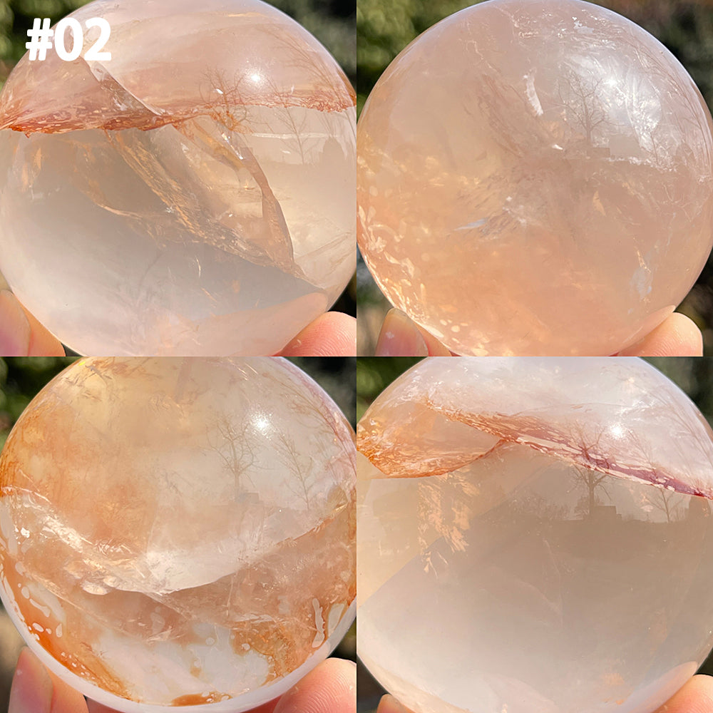 Unique,Natural Crystal Fire Quartz Sphere
