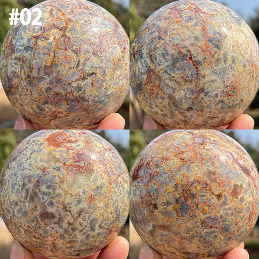 Unique,Imperfect Natural Crystal Crazy Agate Sphere