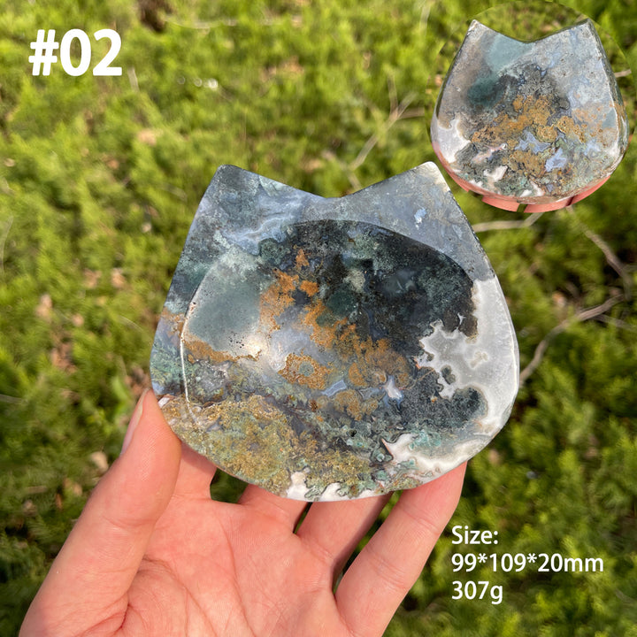 Unique,Natural Crystal Moss Agate Bowl