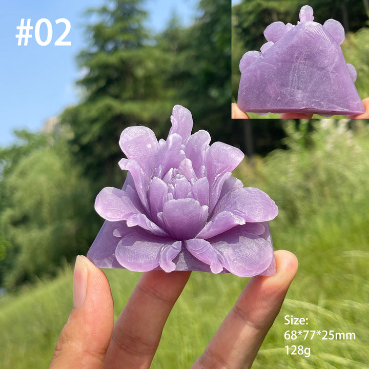 Unique,Natural Dreamy Lepidolite Peony Flower Carving