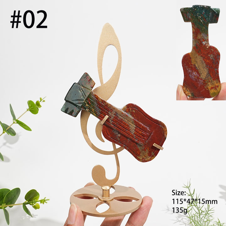 Unique,Natural Crystal Guitar Carving With Stand