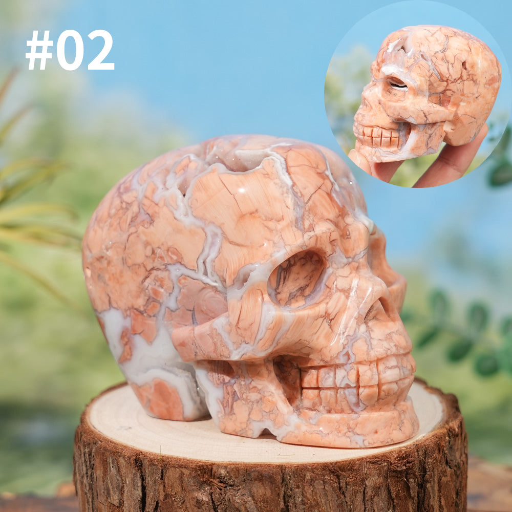Unique,Natural Pink Agate Skull