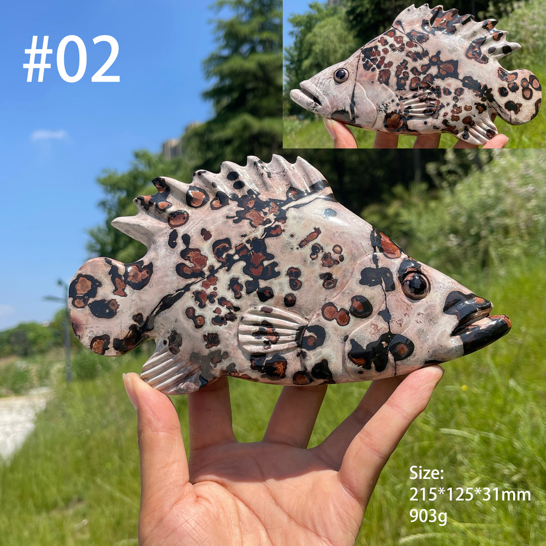 Unique,Natural Crystal Cute Picture Jasper Fish Carving