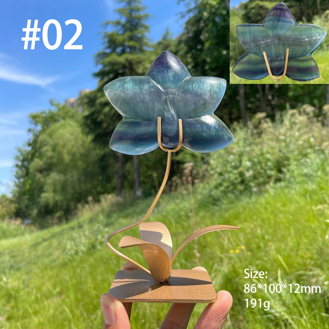Unique,Natural Crystal Orchid Carving