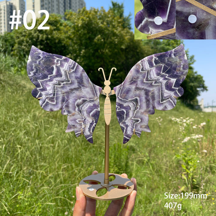 Unique,A Slightly Imperfect Natural Dream Amethyst Butterfly Wings With Stand