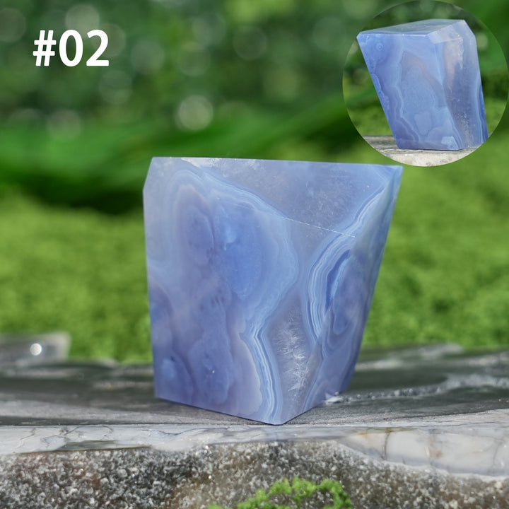 Unique, Natural Crystal Top Blue Agate Freeform
