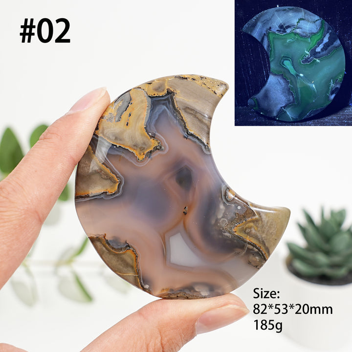 Unique,Natural Crystal Volcanic Agate Moon