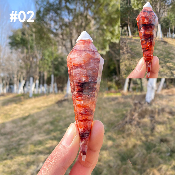 Unique,Natural Crystal Fire Quartz Wand