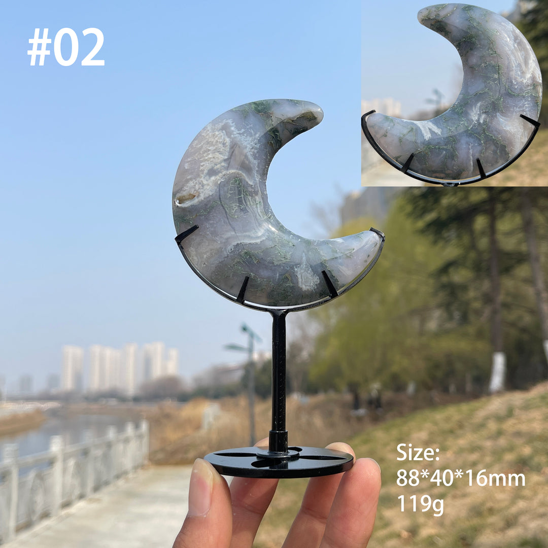 Unique,Natural Crystal Moss Agate Moon