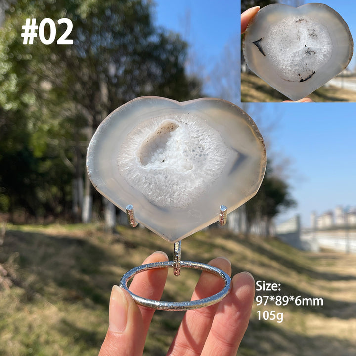 Unique,Natural Crystal Agate Geode Heart