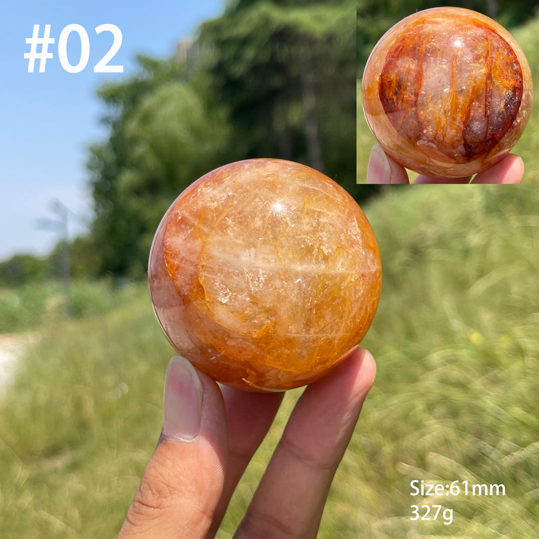 Unique,Natural Warm Fire Quartz Crystal Sphere