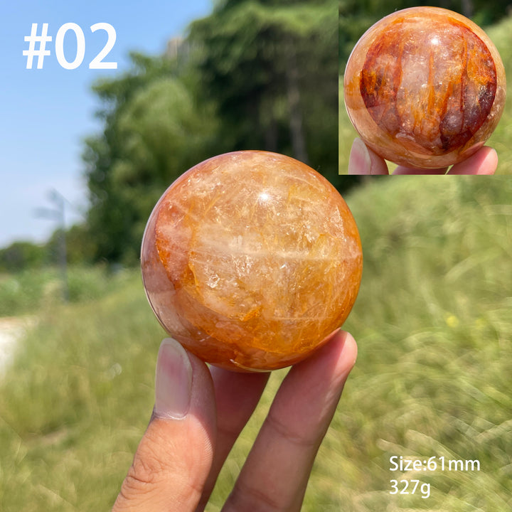 Unique,Natural Warm Fire Quartz Crystal Sphere