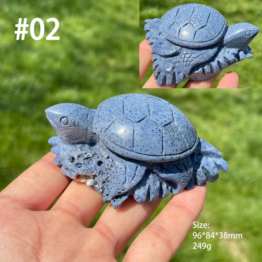 Unique, Natural Crystal Heliopora Coral Carving - Underwater World