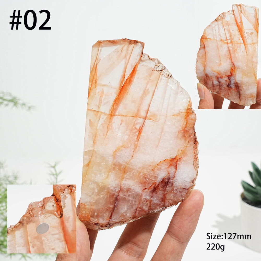 Unique,A Slightly Imperfect Natural Vibrant Fire Quartz Slice