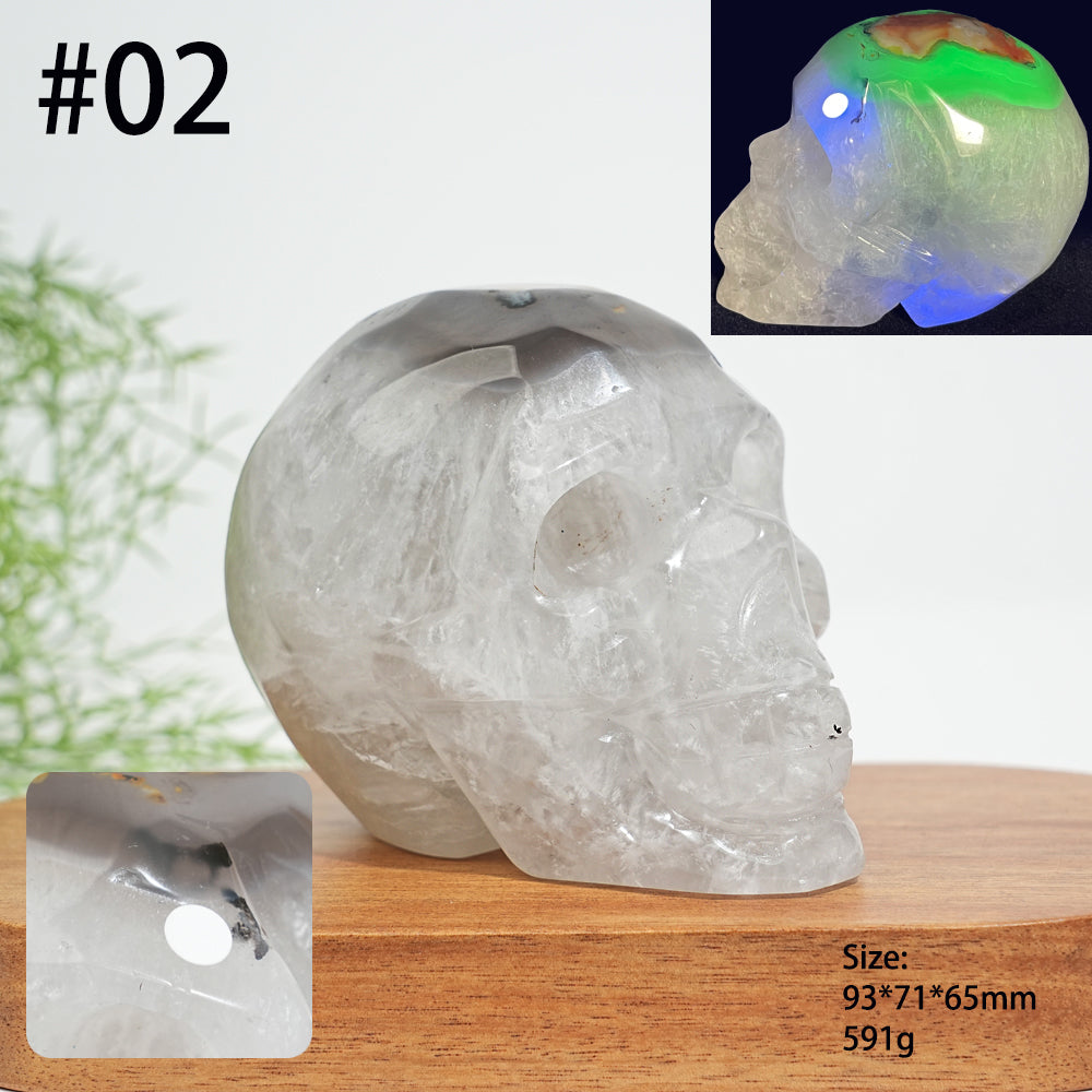 Unique,A Slightly Imperfect Natural Crystal Volcanic Agate Skull Carving