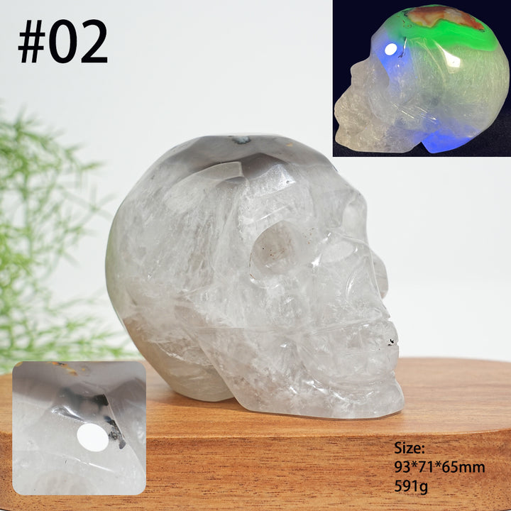 Unique,A Slightly Imperfect Natural Crystal Volcanic Agate Skull Carving