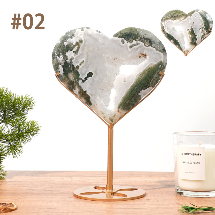 Unique,  Natural Moss Agate Geode Heart