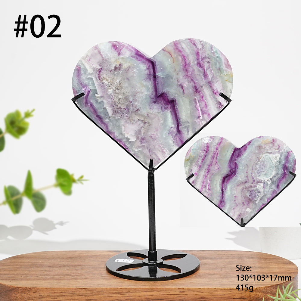 Unique,Natural Fluorite Heart With Stand