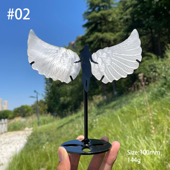 Unique,A Slightly Imperfect Natural Crystal Selenite Angel Wings Carving