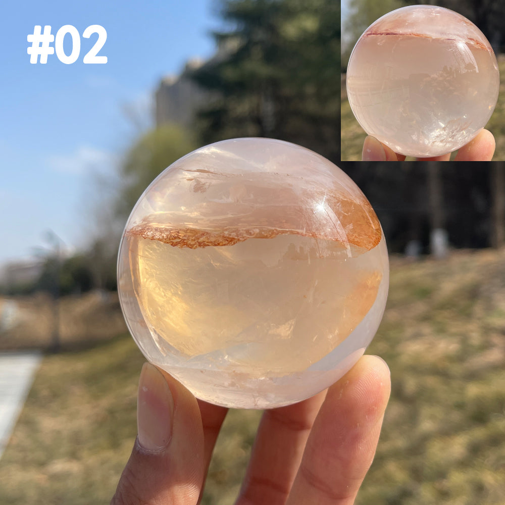 Unique,Natural Crystal Fire Quartz Sphere