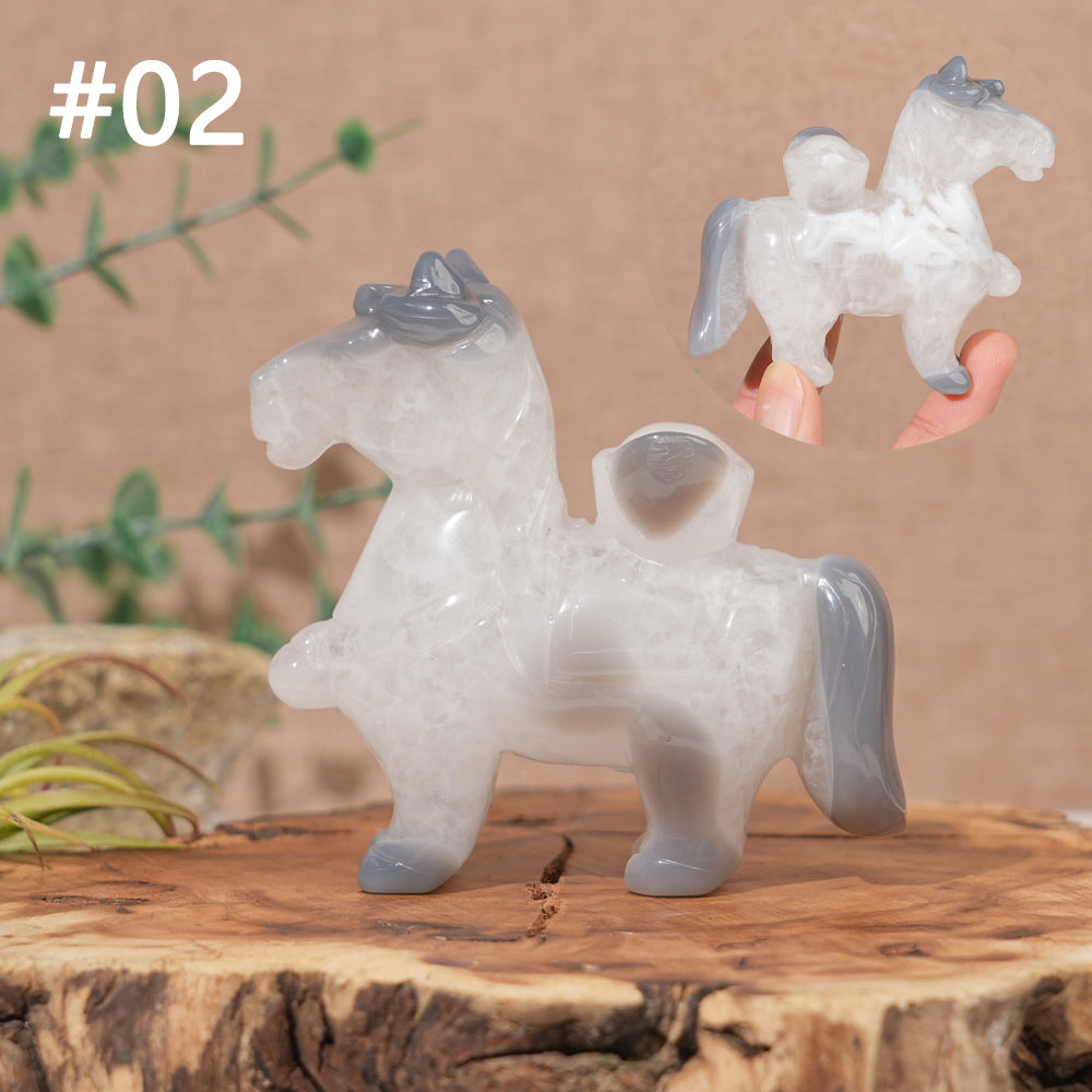 Unique,Natural Carving Agate Horse