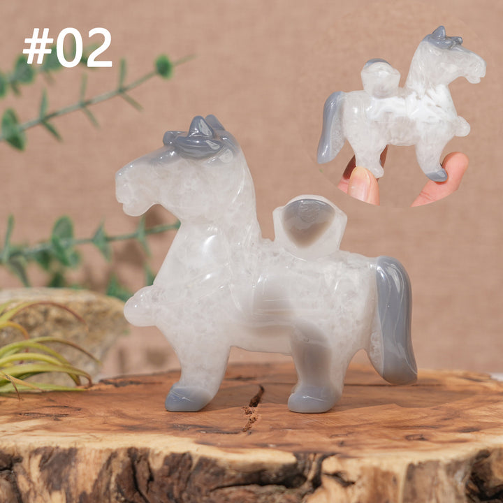 Unique,Natural Carving Agate Horse