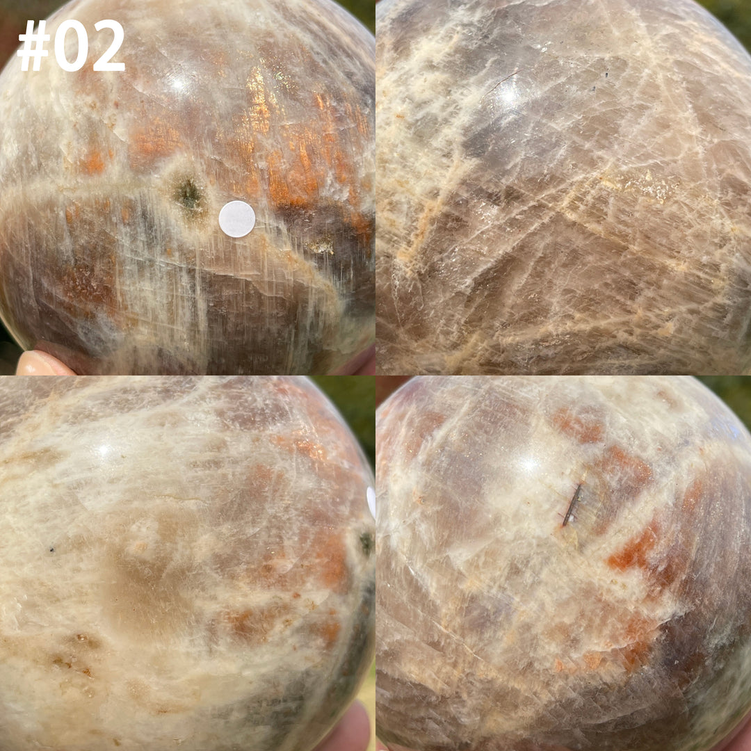 Unique,A Slightly Imperfect Crystal Sunstone-Moonstone Sphere