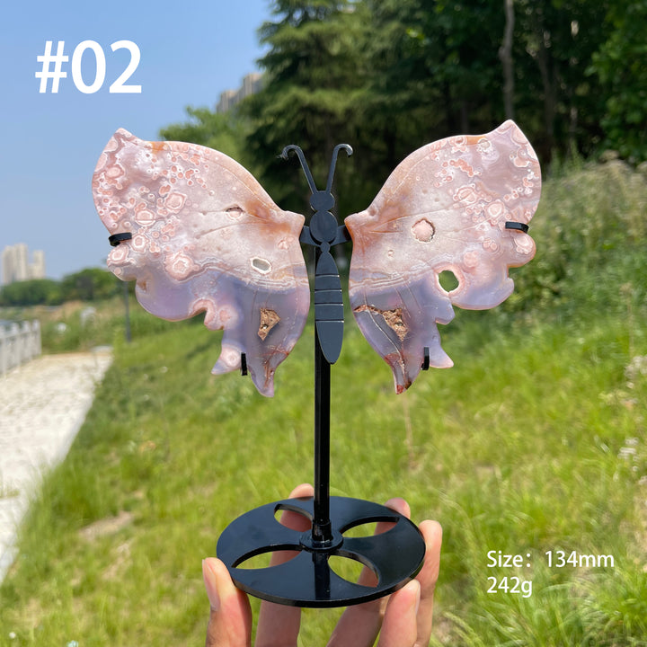 Unique,A Slightly Imperfect Natural Blue Flower Agate Butterfly Wings