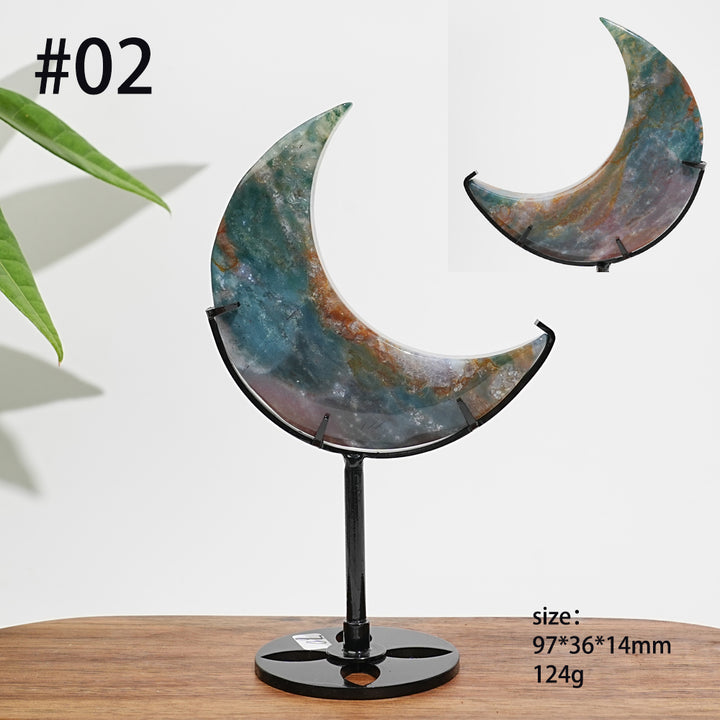 Unique,Natural Crystal Ocean Jasper Crescent Moon