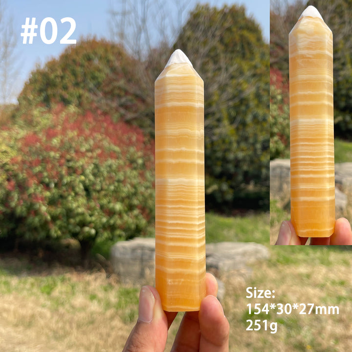 Unique,Natural Crystal Yellow Calcite Point