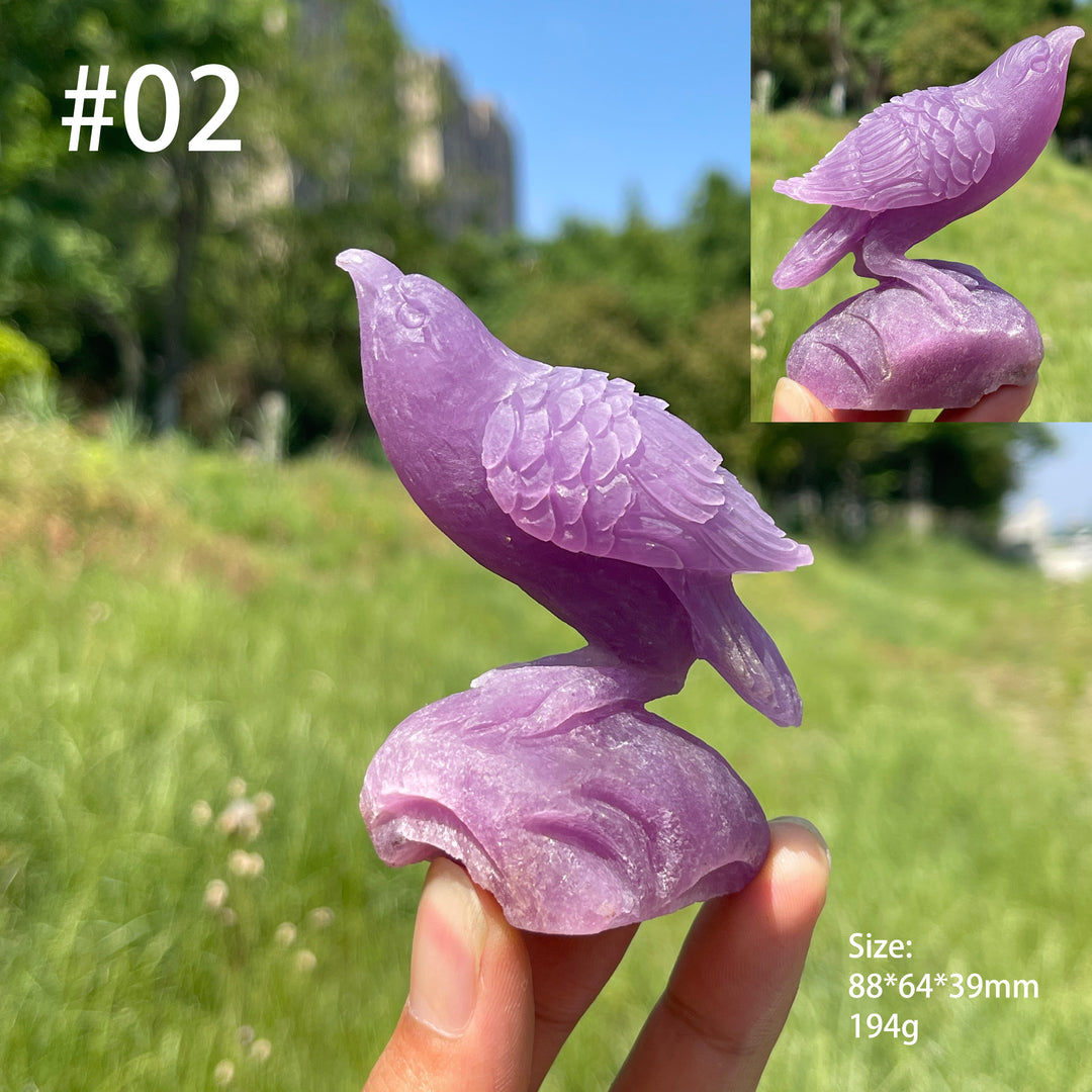 Unique,Natural Crystal Lepidolite Bird Carving