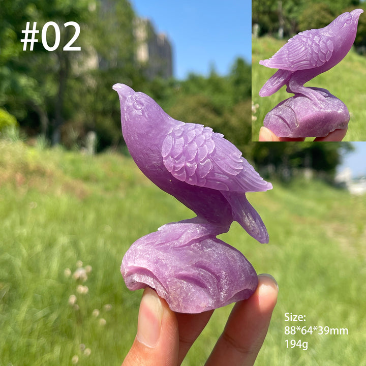 Unique,Natural Crystal Lepidolite Bird Carving