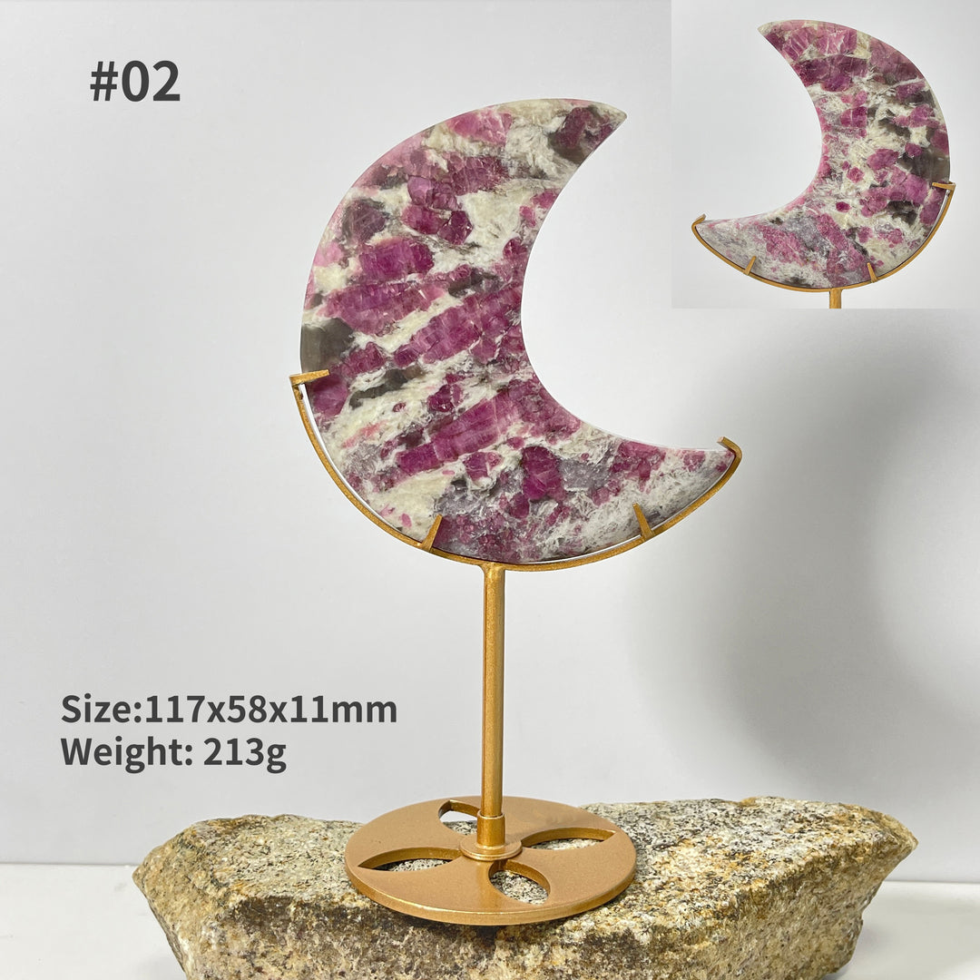 Unique, Natural Crystal Pink Tourmaline with Smoky Quartz Moon