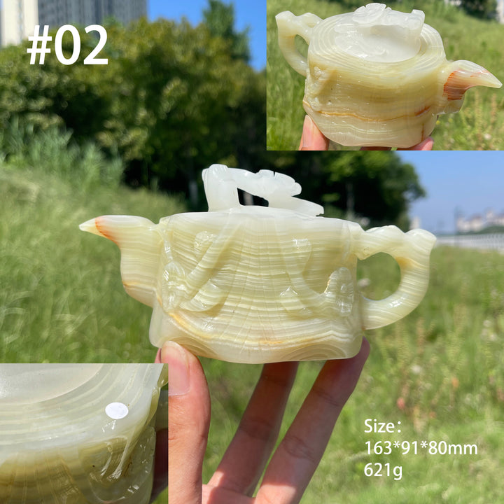 Unique,A Slightly Imperfect Natural Elegant Afghanistan Jade Teapot Carving