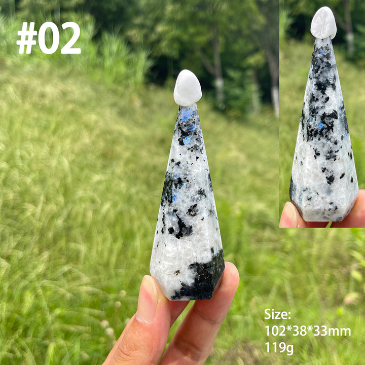 Unique,Natural Crystal Rainbow Moonstone Diamond Tower
