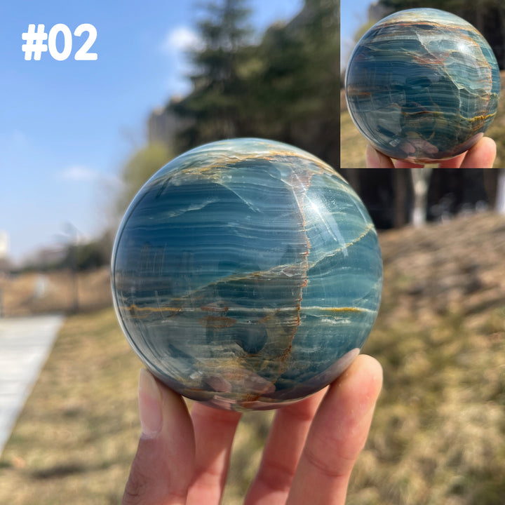 Unique,Natural Lemurian Aquatine Calcite Sphere