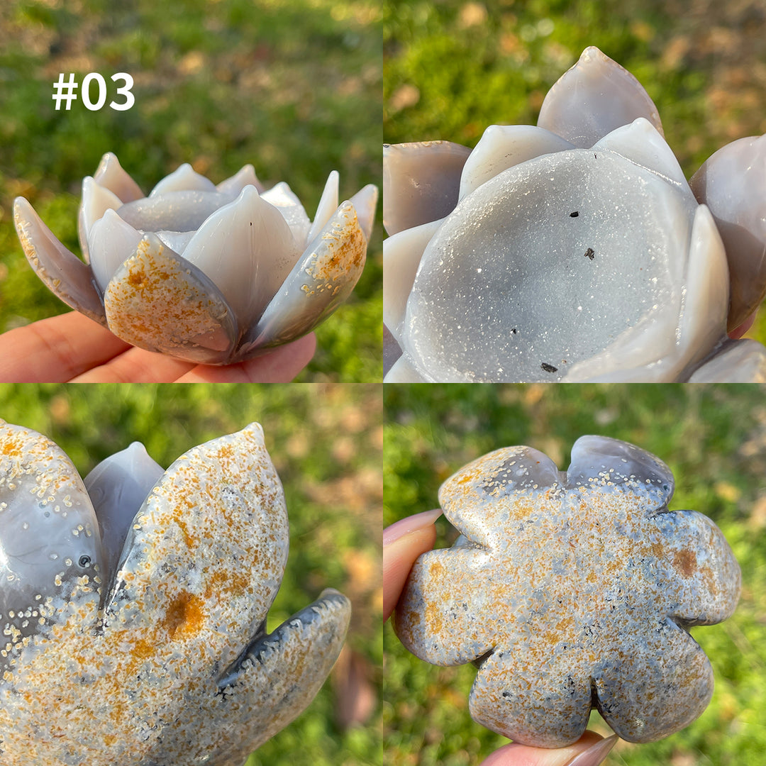 Unique,Natural Crystal Agate Geode Lotus