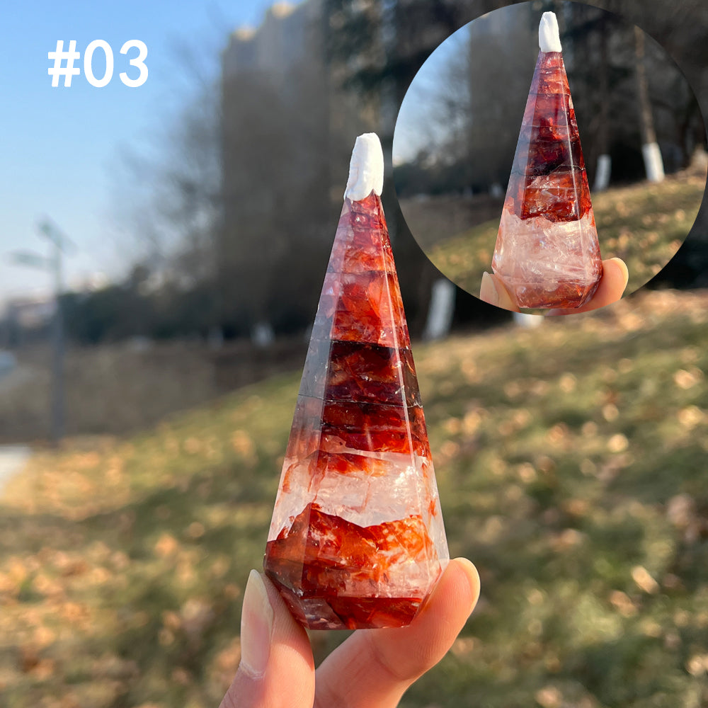 Unique,Natural Crystal Fire Quartz Diamond Tower