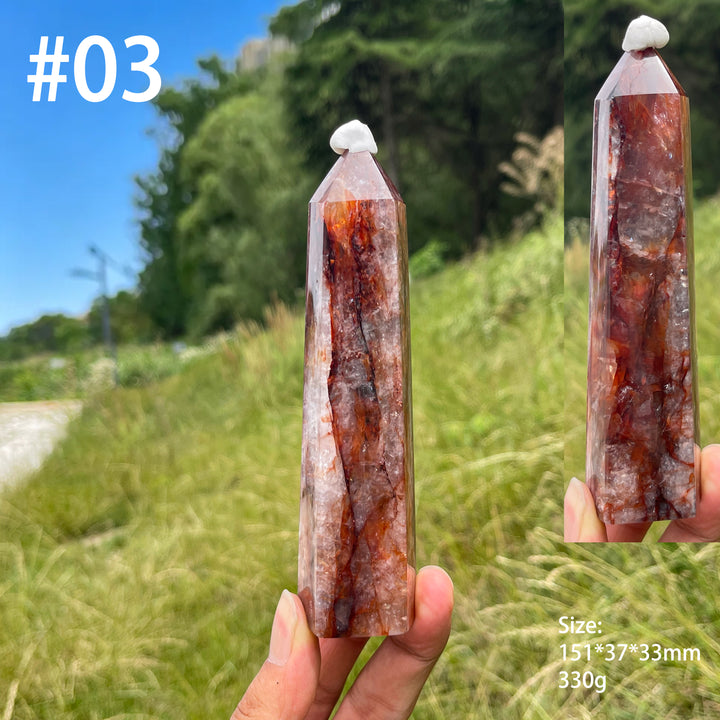 Unique,Natural Warm Fire Quartz Crystal Point