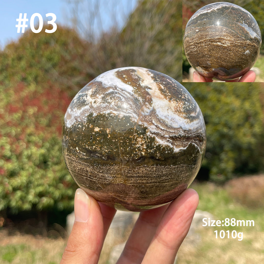 Unique,A Slightly Imperfect Crystal Natural Ocean Jasper Sphere
