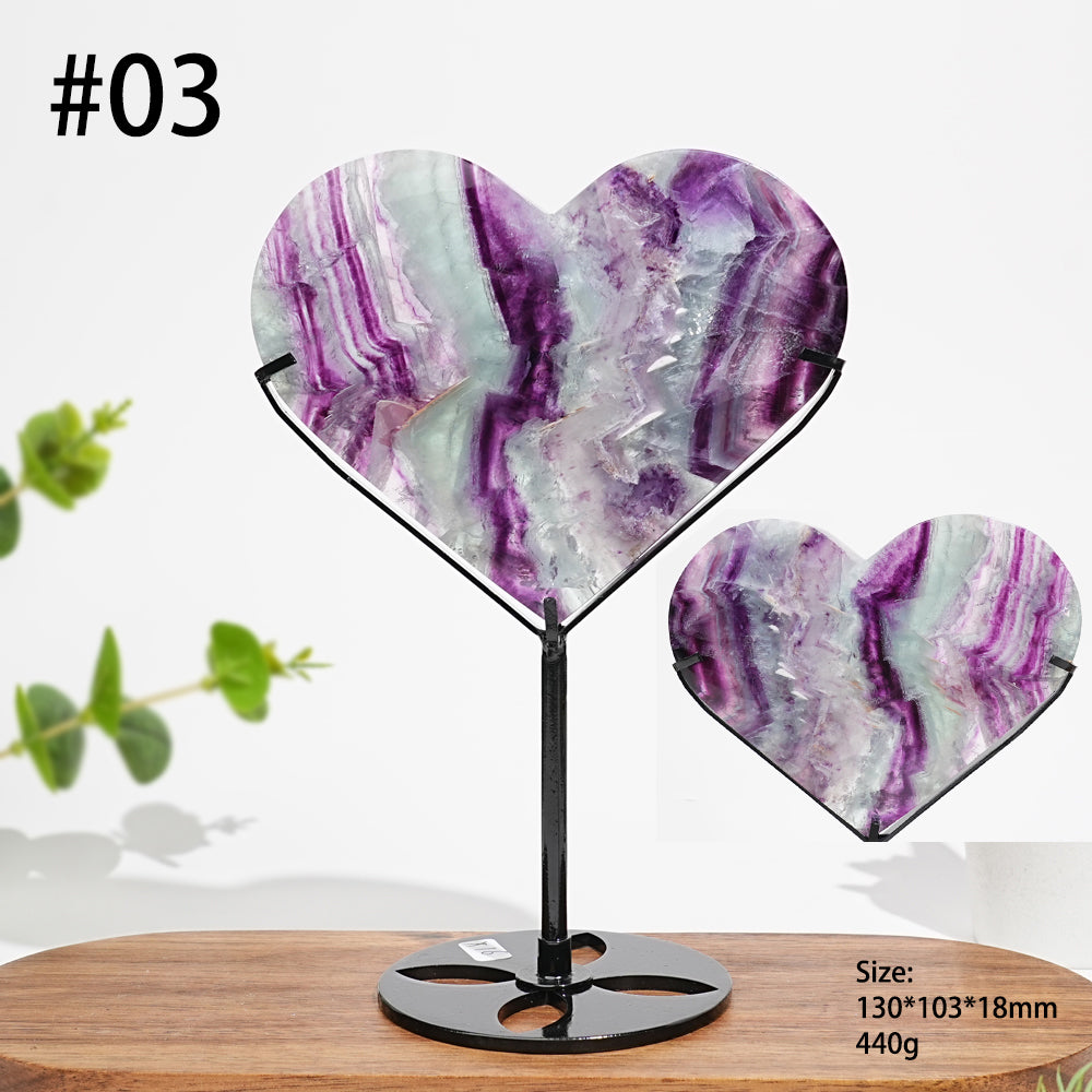 Unique,Natural Fluorite Heart With Stand