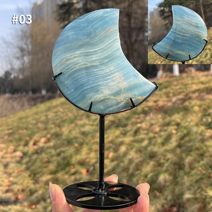 Unique,Natural Lemurian Aquatine Calcite Moon