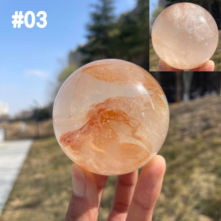Unique,Natural Crystal Fire Quartz Sphere