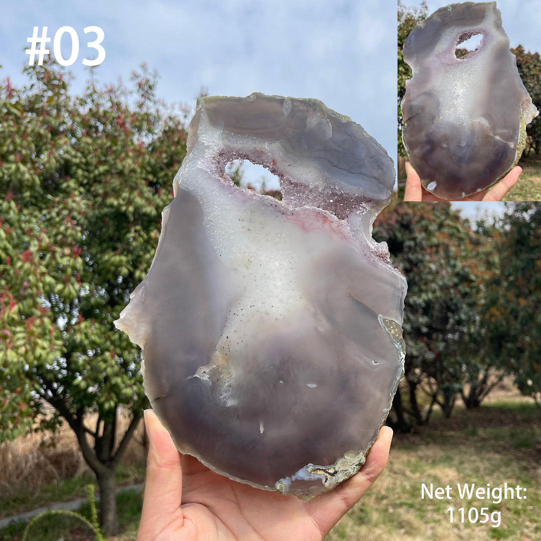 Unique,Natural Agate Geode Crystal Slice